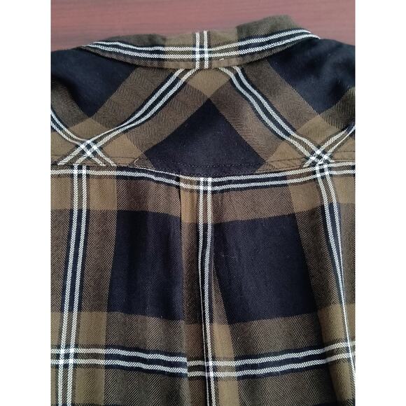 BeachLunchLounge Button Up Shirt Wmn's Sz XL Brown Check Long Sleeve - Picture 5 of 13